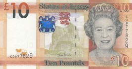 Jersey, 10 Pounds, 2010, UNC, p24 
Queen Elizabeth II potrait. 
Serial Number: CD977829
Estimate: 25-50 USD