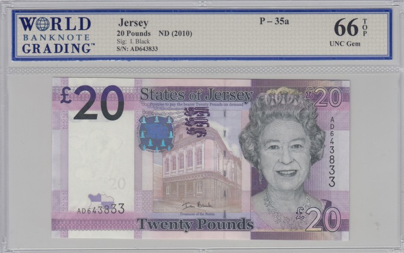 Jersey, 20 Pounds, 2010, UNC, p35a 
WBG 66 TOP
Serial Number: AD 643833
Estim...