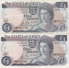 Jersey, 1 Pound, 1976, VF, p111b, (Total 2 banknotes)
Serial Number: NB761774, NB994545
Estimate: 20-40 USD
