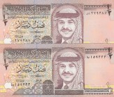 Jordan, 1/2 Dinar, 1993, UNC, p23b, (Total 2 banknotes)
Serial Number: 159333, 279387
Estimate: 25-50 USD