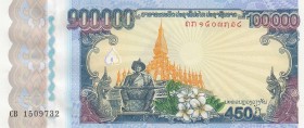 Lao, 100.000 Kip , 2010, UNC, p40 
400th Anniversary Memory
Serial Number: CB 1509732
Estimate: 30-60 USD