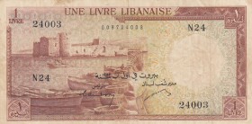 Lebanon, 1 Livre, 1952-1964, VF, p55 
Serial Number: N24 24003
Estimate: 50-100 USD