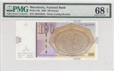 Macedonia, 100 Denari, 1996, UNC, p16a 
PMG 68 EPQ
Serial Number: AK374953
Estimate: 20-40 USD