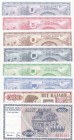 Macedonia, 10-25-50-100-500-1.000-5.000-10.000 Denar, 1992, UNC, (Total 8 banknotes)
10 Denar, p1a; 25 Denar, p2a; 50 Denar, p3a; 100 Denar, p4a; 500...