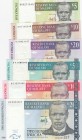 Malawi, 5-10-20-50-100-200 Kwacha, UNC, (Total 6 banknotes)
5 Kwacha, 2004; 10 Kwacha, 2004; 20 Kwacha, 2009; 50 Kwacha, 2007; 100 Kwacha, 2005; 200 ...
