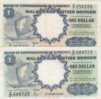 Malaya and British Borneo, 1 Dollar , 1959, VF, p8a, (Total 2 banknotes)
Serial Number: A/7 256266, A/31 684723
Estimate: 50-100 USD