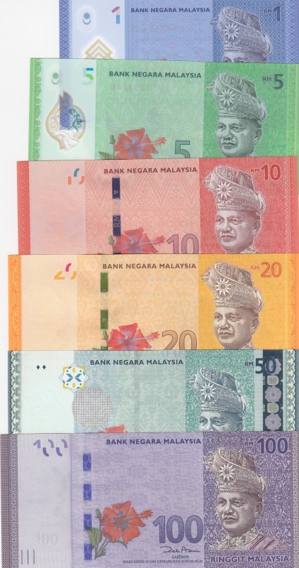 Malaysia, 1-5-10-20-50-100 Ringgit, 2012, UNC, (Total 6 banknotes)
1 Ringgit, p...