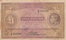 Malta, 1940, FINE (+), p20c 
Written on the back
Serial Number: A/9 402789
Estimate: 15-30 USD