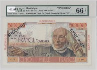 Martinique, 5.000 Francs, 1952, UNC, p34s, SPECIMEN
PMG 66 EPQ
Serial Number: O.00 000
Estimate: 1000-2000 USD