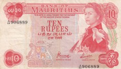 Mauritius, 10 Rupees, 1967, VF, p31c 
Serial Number: A/64 906889
Estimate: 15-30 USD