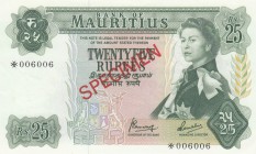 Mauritius, 25 Rupees, 1967, UNC (-), p32b, SPECIMEN
Serial Number: 006006
Estimate: 40-80 USD