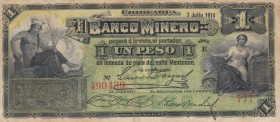 Mexico, 1 Peso, 1914, FINE (+), pS162e 
Serial Number: 490439
Estimate: 40-80 USD