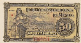 Mexico, 50 Centavos, 1915, UNC, pS882 
Serial Number: 1368251
Estimate: 35-70 USD