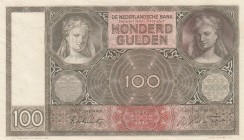 Netherlands, 100 Gulden, 1944, UNC, p51c 
Serial Number: JA 082222
Estimate: 60-120 USD