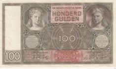 Netherlands, 100 Gulden, 1944, UNC, p51c 
Serial Number: JA 082224
Estimate: 60-120 USD