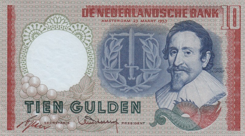 Netherlands, 10 Gulden, 1953, AUNC (-), p85 
Serial Number: 1HV 025099
Estimat...