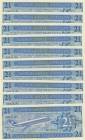 Netherlands Antilles, 2 1/2 Gulden, 1970, UNC, p21a, (Total 10 consecutive banknotes)
Serial Number: D0528101-10
Estimate: 50-100 USD