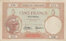 New Caledonia, 5 Francs, 1926, VF, p36b 
Serial Number: V.96 457
Estimate: 25-50 USD