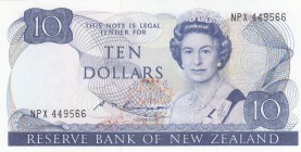 New Zealand, 10 Dollars, 1985/1989, UNC, p172b 
Serial Number: NPX 449566
Estimate: 60-120 USD