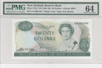 New Zealand, 20 Dollars, 1981-85, UNC, p173a 
PMG 64
Serial Number: TAA 001464
Estimate: 125-250 USD