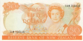 New Zealand, 50 Dollars, 1981/1985, UNC, p174a 
Serial Number: XAW 356416
Estimate: 300-600 USD