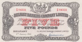 Northern Ireland, 5 Pounds, 1966, VF, p127c 
Serial Number: EB 04331
Estimate: 150-300 USD