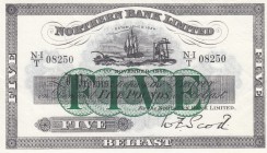 Northern Ireland, 5 Pounds, 1943, UNC (-), p180b 
Serial Number: N/I-T 08250
Estimate: 110-220 USD