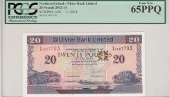Northern Ireland, 20 Pounds, 2012/2014, UNC, p342b 
PCGS 65 PPQ
Serial Number: L6607703
Estimate: 60-120 USD
