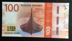 Norway, 100 Kroner, 2016, UNC, p54 
Serial Number: 7201423729
Estimate: 25-50 USD