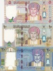 Oman, 5-10-20 Rials, 2010, UNC, (Total 3 banknotes)
5 Rials, p44; 10 Rials, p45; 20 Rials, p46
Serial Number: 7726280, 3007114, 65462305
Estimate: ...