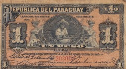 Paraguay, 1 Peso, 1916, FINE (+), p138 
Serial Number: 203008
Estimate: 35-70 USD
