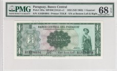 Paraguay, 1 Guarani, 1963, UNC, p193a, High Condition
PMG 68 EPQ
Serial Number: A18394694
Estimate: 120-240 USD