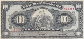Peru, 100 Soles de Oro, 1968, VF, p86a 
Serial Number: G35 616288
Estimate: 35-70 USD