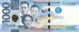 Philippines, 1.000 Pisos, 2018, UNC (-), pNew 
Serial Number: FZ836506
Estimate: 50-100 USD