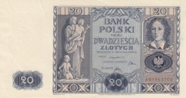 Poland, 20 Zlotych, 1936, AUNC (-), p77 
Serial Number: AM1963100
Estimate: 20-40 USD
