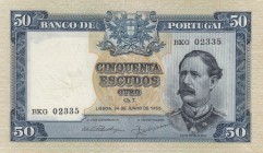 Portugal, 50 Escudos, 1955, XF, p160 
There are pinholes.
Serial Number: BKG 02335
Estimate: 50-100 USD