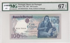 Portugal, 100 Escudos, 1981, UNC, p178b 
PMG 67 EPQ
Serial Number: BZN75410
Estimate: 80-160 USD