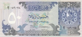 Qatar, 50 Riyals, 1996, UNC, p17 
Serial Number: 056078
Estimate: 350-700 USD