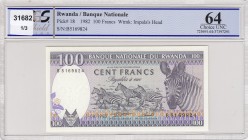 Rwanda, 100 Francs, 1982, UNC, p18 
PCGS 64
Serial Number: B5169824
Estimate: 30-60 USD
