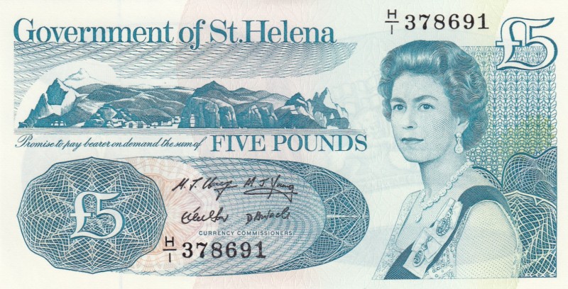 Saint Helena, 5 Pounds, 1998, UNC, p11a 
Serial Number: H/I 378691
Estimate: 2...