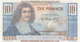 Saint Pierre & Miquelon, 10 Francs, 1950, UNC, p23 
Serial Number: E.41 21685
Estimate: 75-150 USD