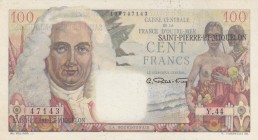 Saint Pierre & Miquelon, 100 Francs, 1946, UNC, p26 
Serial Number: Y.44 47143
Estimate: 300-600 USD