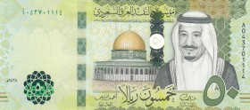Saudi Arabia, 50 Riyals, 2016, UNC, p40 
Serial Number: A043701114
Estimate: 25-50 USD