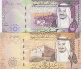 Saudi Arabia, 5-10 Riyals, 2016, UNC, (Total 2 banknotes)
5 Riyals, 2016, p38; 10 Riyals, 2016, p39
Serial Number: A031002930, A002647726
Estimate:...