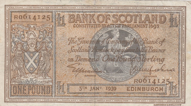 Scotland, 1939/1941, VF (+), p91b 
Serial Number: R0614125
Estimate: 75-150 US...