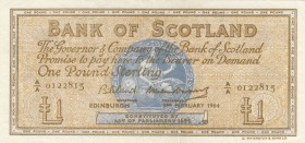 Scotland, 1 Pound, 1964, XF, p102 
Serial Number: A/A 0122815
Estimate: 25-50 USD
