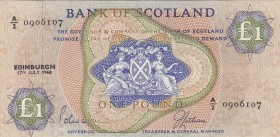 Scotland, 1 Pound, 1968, VF, p109a 
Serial Number: A/2 0906107
Estimate: 15-30 USD