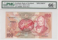 Scotland, 100 Pounds, 1990-94, UNC, p118As, SPECIMEN
PMG 66 EPQ
Serial Number: A000000
Estimate: 300-600 USD