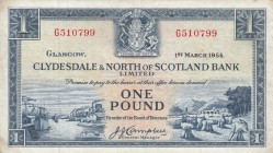 Scotland, 1950/1956, VF, p191a 
Serial Number: G510799
Estimate: 50-100 USD