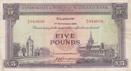 Scotland, 5 Pounds, 1956, VF, p192a 
There are stain.
Serial Number: A/Q 044659
Estimate: 60-120 USD